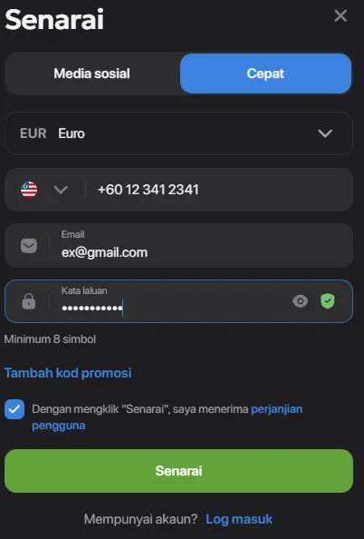 Registration steps